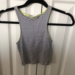 High Neck Striped Crop Top